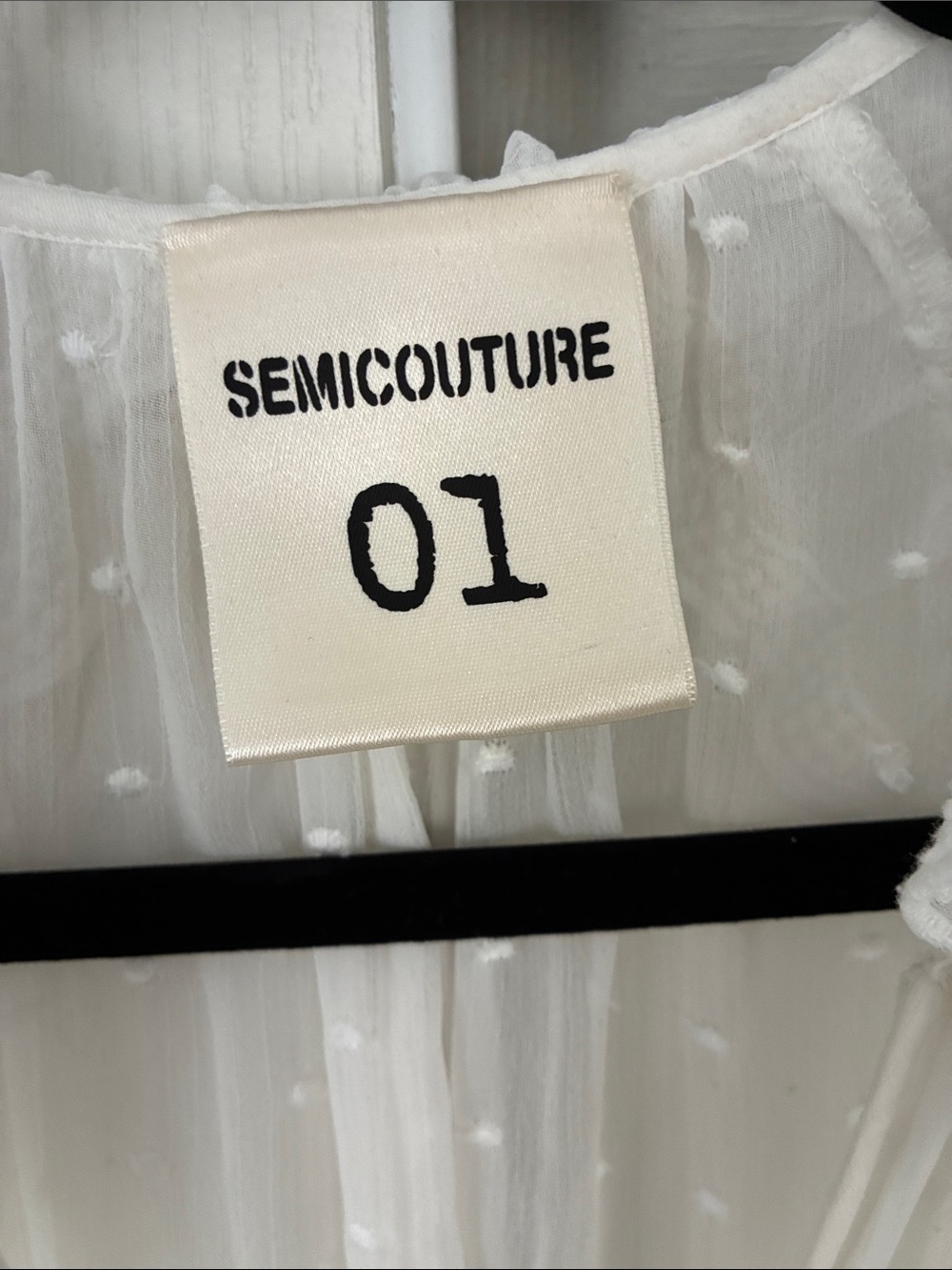 SEMICOUTURE- Italy/Sheer Swiss Dot White Maxi Dress - Picture 5 of 7